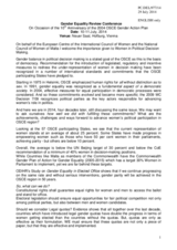 Statement by Ms. Doris Bingley, President of the European Centre of the International Council of Women and Honorary General Secretary at National Council of Woman