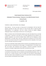 Statement by Amb. Thomas Greminger, Chairperson of the Permanent Council