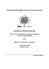Remarks by Michael Georg Link at OSCE Forum for Security Co-operation