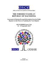 Former Yugoslav Republic of Macedonia, Assessment of Sharing Personal Information from the Public Registers in the Process of Updating the Voter Register, 12 December 2013