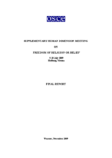 Supplementary Human Dimension Meeting on Freedom of Religion or Belief, 9-10 July 2009: Final Report