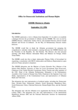 ODIHR Mission to Albania, 3-5 September 1996
