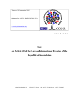 Note on Article 20 of the Law on International Treaties of the Republic of Kazakhstan