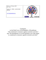 Comments on the Draft Laws of the Republic of Kazakhstan "On counteractive measures against extremist activities" and "On amendments to several legislative acts with regard to counteractive measures against extremist activities"