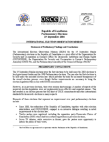 Kazakhstan, Parliamentary Elections, First Round, 19 September 2004: Preliminary Statement Kazakhstan, Parliamentary Elections, First Round, 19 September 2004: Preliminary Statement