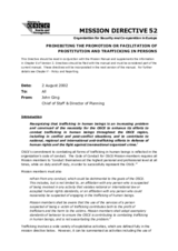 Prohibiting The Promotion Or Facilitation Of Prostitution And Trafficking In Persons. OSCE Mission to Bosnia and Herzegovina. Mission Directive 52