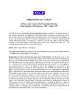 Montenegro, Presidential Election, Second Round, 19 October 1997: Preliminary Statement