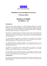 Serbia, Parliamentary and Presidential Elections, First, Round, 21 September 1997: Preliminary Statement Serbia, Parliamentary and Presidential Elections, First, Round, 21 September 1997: Preliminary Statement