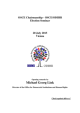 Opening remarks by ODIHR Director Michael Georg Link at the Election Seminar, Vienna