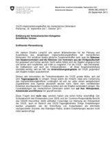 Erklärung der Schweizerischen Delegation bei der eröffnenden Plenarsitzung