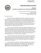 Session 1: Freedom of expression, free media and information