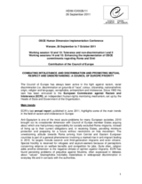 Combating Intolerance and Discrimination and Promoting Mutual Respect and Understanding:  A Council of Europe Priority
