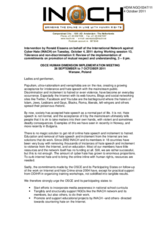 Intervention by Ronald Eissens on behalf of the International Network against Cyber Hate (INACH)