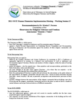 Recommendations by Dr. Mattia F. Ferrero for Working Session 13