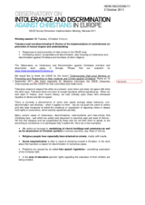 Intolerance and Discrimination against Christians