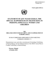 Statement by Joy Ngozi Ezeilo, the Special Rapporteur on Trafficking in Persons, Especially Women and Children
