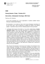 Intervention by Ambassador Greminger, Chair of Human Dimension Committee