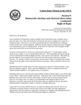 Session 9:  Democratic elections and electoral observation (continued), Right of Reply