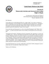 Session 8:  Democratic election and electoral observation, Right of Reply