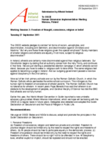 Working Session 2: Freedom of thought, conscience, religion or belief