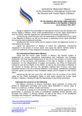 On the situation with human rights defenders and journalists in the Republic of Belarus as of January 13th, 2011