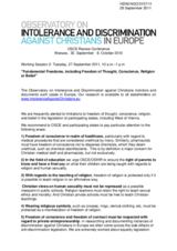 Freedom of Thought, Conscience, Religion or Belief - Current Challenges to Christians