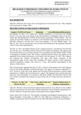 Religious Freedom Concerns in Kyrgyzstan