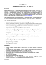 Election Missions Recruitment, Terms of Reference: Senior Political/Media Analyst Assistant                                      