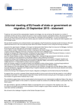 Informal meeting of EU heads of state or government on migration, 23 September 2015 - statement