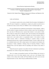 Remarks by Mrs. Danijela Popović Rocco, Commissariat for Refugees and Migration of the Republic of Serbia