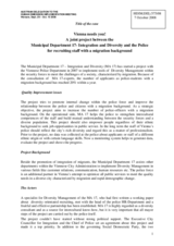 Vienna needs you! A joint project between the Municipal Department 17- Integration and Diversity and the Police for recruiting staff with a migration background