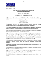 Human Dimension Seminar on Migration and Integration, 11-13 May 2005: Technical Information