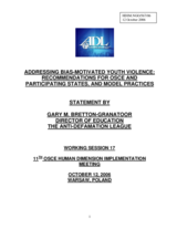 Introductory Statement and recommendations on Addressing bias-motivated youth violence