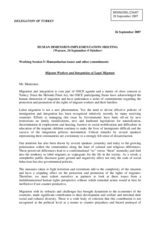 Statement on Migrant Workers and Integration of Legal Migrants