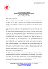 The statement by Turkey at the HDIM's Opening Plenary Session