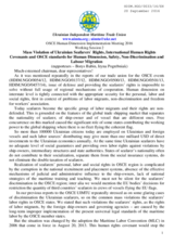 Mass Violation of Ukrainian Seafarers` Rights, International Human Rights Covenants and OSCE standards for Human Dimension, Safety, Non-Discrimination and Labour Migration