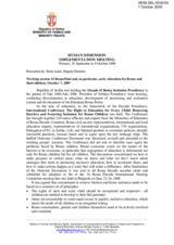 Presention by Petar Antic, Deputy Minister, on Roma/Sinti and, in particular, early education for Roma and Sinti children