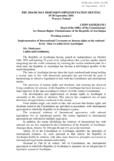 Implementation of International Covenants on human rights at the national level: what we achieved in Azerbaijan