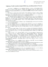 Tajikistan: Family members targeted following yesterday protest in Warsawa