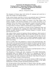 Statement by the Delegation of Ukraine at Working Session 1: Democratic Institutions