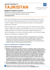 Statement prepared by the European Association of Jehovah's Christian Witnesses for Working Session 4. Tajikistan