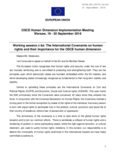 Statement delivered on behalf of the European Union in the Working Session 2