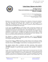 Contribution by the United States of America to the Working Session 1