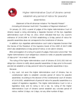 Higher Administrative Court of Ukraine can not establish any period of notice for peaceful assemblies