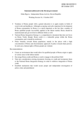 Statement addressed to the Slovak government by Ms. Edita Rigova