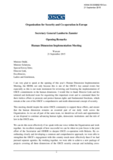 Opening Remarks by Secretary General Lamberto Zannier