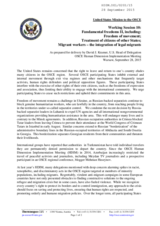 Statement as prepared for delivery by David J. Kramer, U.S. Head of Delegation