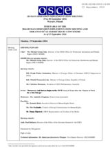 Timetable of the 2016 Human Dimension Implementation Meeting and Side Events as submitted by Convenors