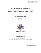 Opening Statement by the ODIHR Director Michael Georg Link