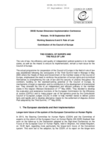 Contribution of the Council of Europe for Working Session 8: The Council of Europe and the Rule of Law